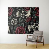 Skulls & Red Roses Gotische bloemmotieven  Wandkleed (In Situ (horizontaal))
