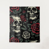 Skulls & Red Roses Gotische bloemmotieven  Wandkleed (Voorkant)