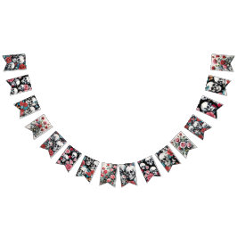 Skulls Roses and Butterflies Goth Watercolor Vlaggetjes