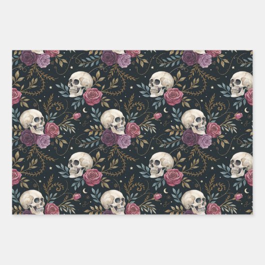 Skulls & Roses Wrapping Paper (Voorkant)