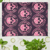 Skulls Roze en Paars Theedoek (Gevouwen)