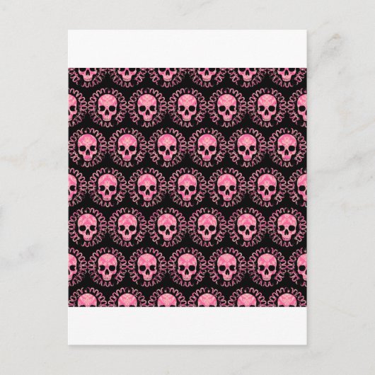 Skulls roze en zwart Briefkaart (Voorkant)