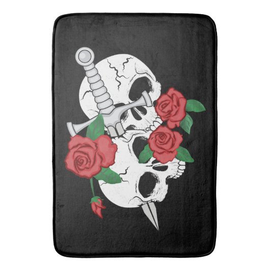 Skulls, Rozen ahd Dagger Badmat (Voorkant Verticaal)
