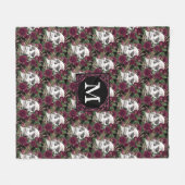 Skulls Rozen Burgundy Black Monogrammed Fleece Deken (Voorkant (Horizontaal))
