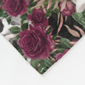 Skulls Rozen Burgundy Black Monogrammed Fleece Deken (Hoek)