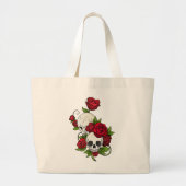 Skulls Rozen Día de Muertos Grote Tote Bag (Voorkant)
