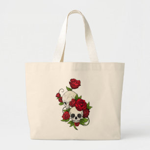 Skulls Rozen Día de Muertos Grote Tote Bag