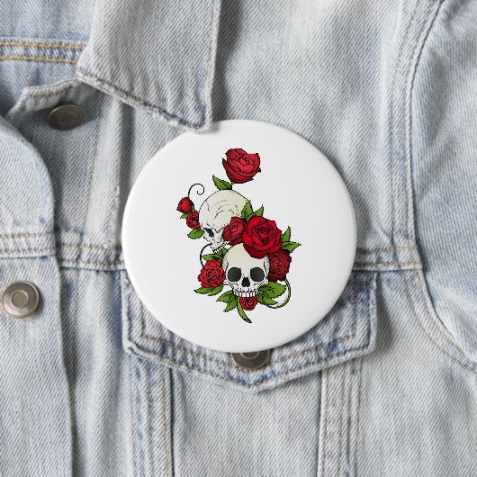 Skulls Rozen Día de Muertos Ronde Button 4,0 Cm (In situ)