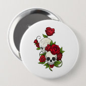 Skulls Rozen Día de Muertos Ronde Button 4,0 Cm (Voorkant /achterkant)