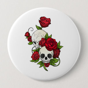 Skulls Rozen Día de Muertos Ronde Button 4,0 Cm