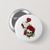 Skulls Rozen Día de Muertos Ronde Button 5,7 Cm (Voorkant /achterkant)