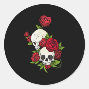 Skulls Rozen Día de Muertos Ronde Sticker