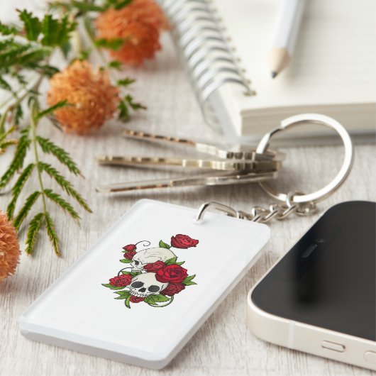 Skulls Rozen Día de Muertos Sleutelhanger (Voorkant Rechts)