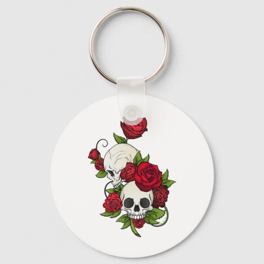 Skulls Rozen Día de Muertos Sleutelhanger (Voorkant)