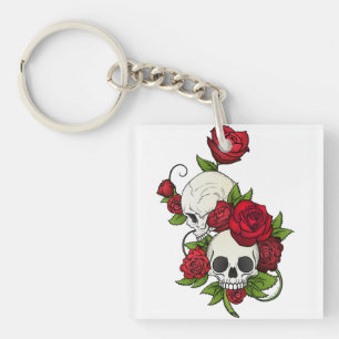 Skulls Rozen Día de Muertos Sleutelhanger