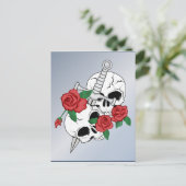 Skulls, Rozen en Dagger Briefkaart (Staand voorkant)