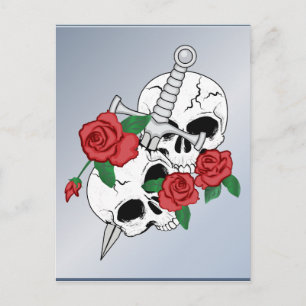 Skulls, Rozen en Dagger Briefkaart