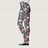 Skulls Rozen en Forget-me-nots Zwart Leggings (Links)