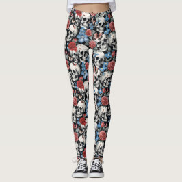 Skulls Rozen en Forget-me-nots Zwart Leggings