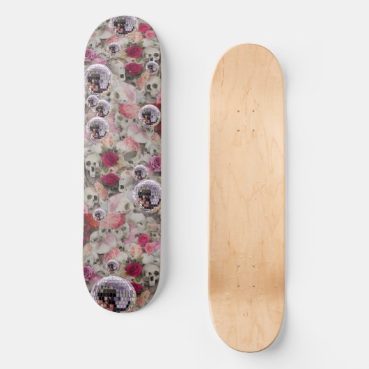 Skulls Rozen en Pink Disco Balls Persoonlijk Skateboard (Voorkant)
