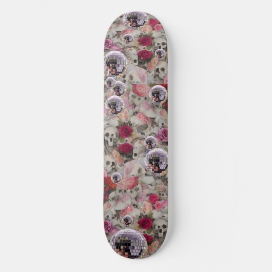 Skulls Rozen en Pink Disco Balls Persoonlijk Skateboard (Voorkant)