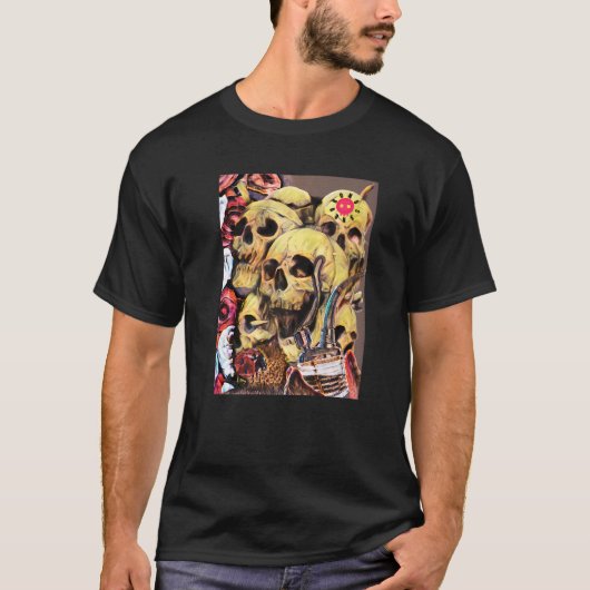 Skulls Rozen Ladybug Bong & Botten Mannen Vrouwen T-shirt (Voorkant)