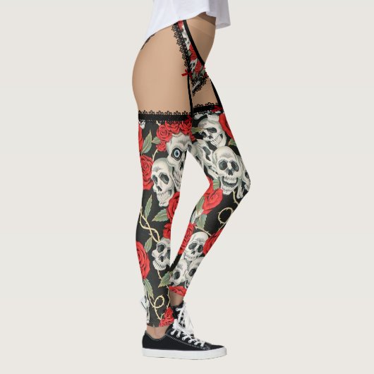 Skulls & Rozen Lingerie (Franse snij) Leggings (Rechts)
