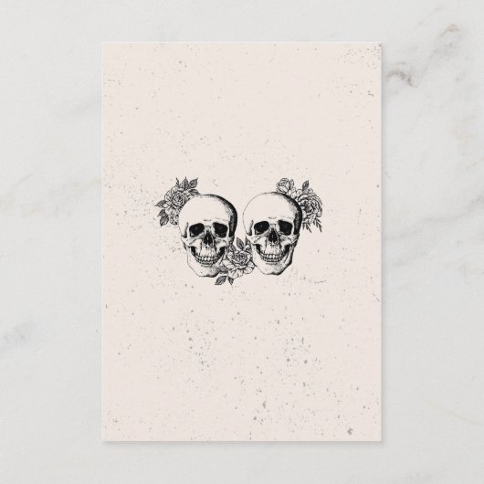 Skulls Rozen Mr & Mrs Accommodatie Trouwkaarten Informatiekaartje (Achterkant)