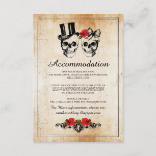 Skulls Rozen Rustic Accommodding Wedding Cards Informatiekaartje