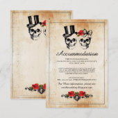 Skulls Rozen Rustic Accommodding Wedding Cards Informatiekaartje (Voorkant / Achterkant)