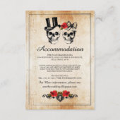 Skulls Rozen Rustic Accommodding Wedding Cards Informatiekaartje (Voorkant)