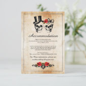 Skulls Rozen Rustic Accommodding Wedding Cards Informatiekaartje (Staand voorkant)