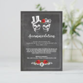Skulls Rozen Rustieke accommodatie Trouwkaarten Informatiekaartje (Staand voorkant)