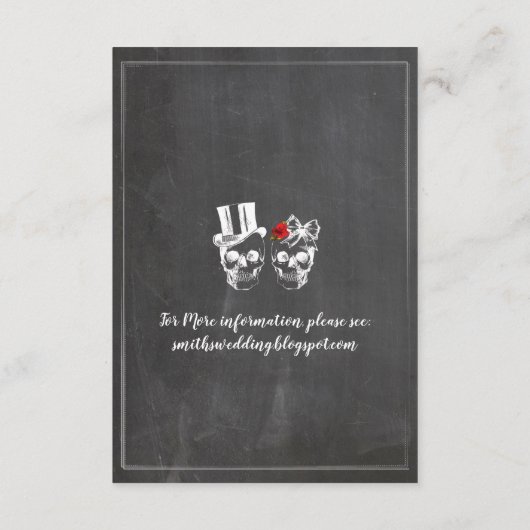 Skulls Rozen Rustieke accommodatie Trouwkaarten Informatiekaartje (Achterkant)