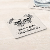 Skulls Rustic Rozen Onderzetters Wedding Skull Par (Schuin)