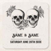 Skulls Rustic Rozen Onderzetters Wedding Skull Par (Voorkant)
