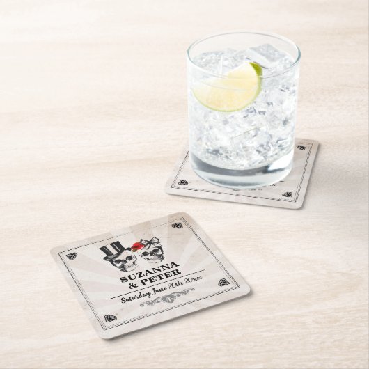 Skulls Rustic Rozen Onderzetters Wedding Skull Par (Insitu)