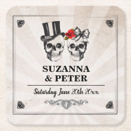 Skulls Rustic Rozen Onderzetters Wedding Skull Par