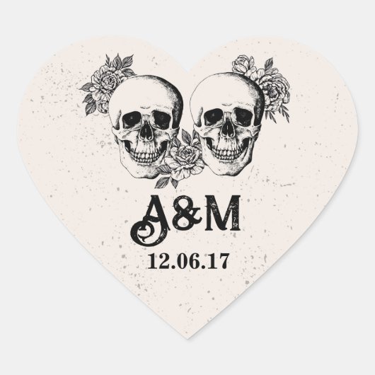 Skulls Rustieke  Scroll Rozen Stickers Labels (Voorkant)