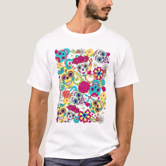 Skulls Skeleton Gardener | Slijp van Floral T-shirt (Voorkant)