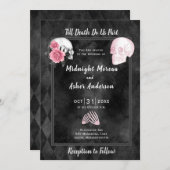 Skulls Skeleton tot de dood ons Deel Black Pink Kaart (Voorkant / Achterkant)