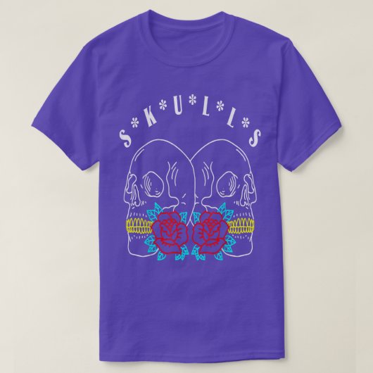 Skulls Skull Skeleton Botten Flowers T-Shirt (Design voorkant)