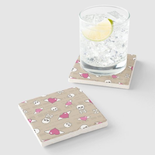 Skulls Stenen Onderzetter (Zijkant)