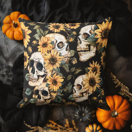 Skulls & Sunflowers Zomer Goth Buitenkussen