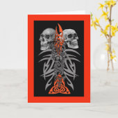 Skulls tribale patroonkaart kaart (Gele Bloem)