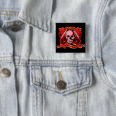 Skulls Valentijn Vierkante Button 5,1 Cm (In situ)