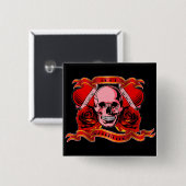 Skulls Valentijn Vierkante Button 5,1 Cm (Voorkant /achterkant)