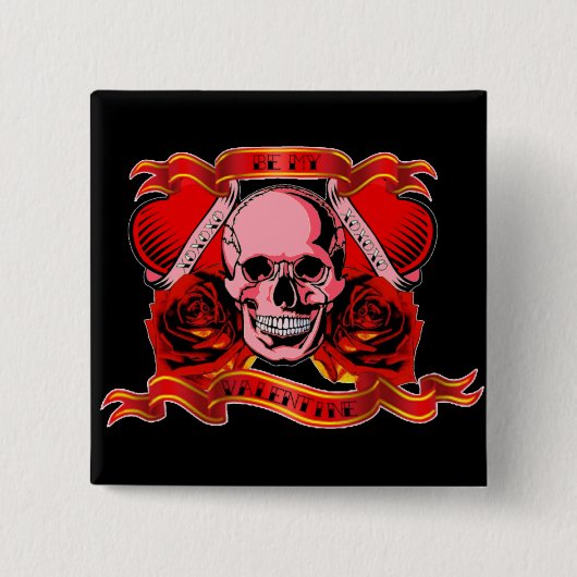 Skulls Valentijn Vierkante Button 5,1 Cm (Voorkant)