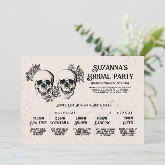 Skulls Vrijgezellenfeest Reisschema Bachelorette R Kaart (Staand voorkant)