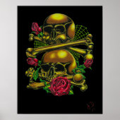 Skulls, Webs en Rozen afdrukken Poster (Voorkant)